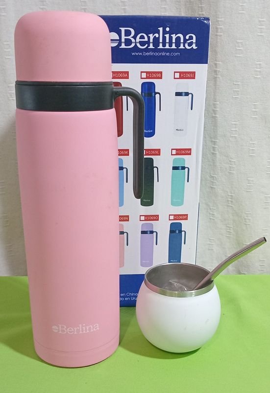 Lote anterior: Termo de acero rosado mate y bombilla