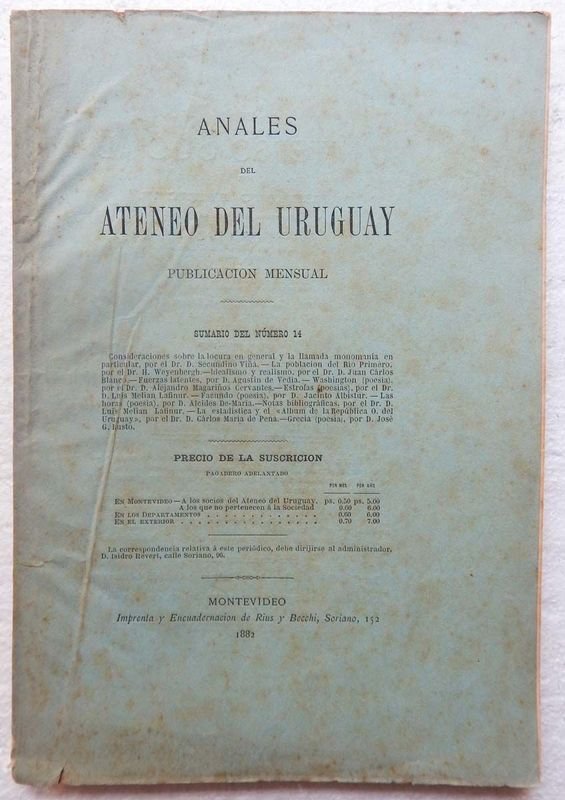 Revista Anales Del Ateneo Del Uruguay, Año II - Tomo III - Octubre, 5 de 1882 - Número 14 - imagen 1