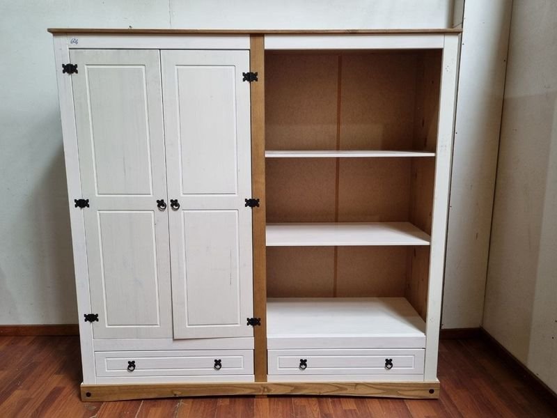 Modular Blanco y Natural con Puertas, Estantes y Cajones