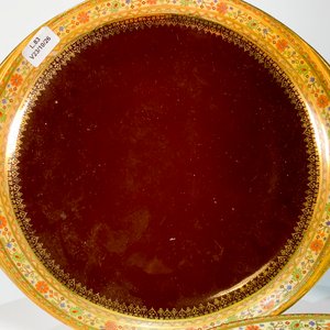 Juego de Porcelana Checoslovaca "Carla" para Postre - Marrón con Guarda Floral - imagen 2
