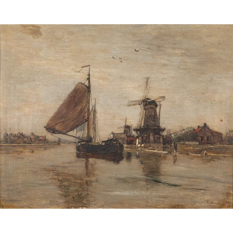 Lote anterior: Pintura de canal holandés por Rudolf Ribaez - Óleo sobre madera, 18 x 23 cm