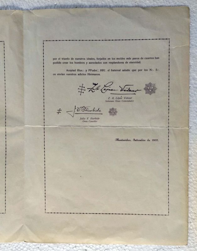 Documento Masonico Uruguayo 1937 - imagen 3