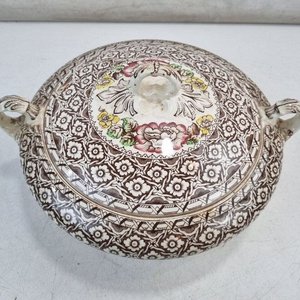 Sopera Antigua "Harvard Empire England" Cerámica Estampada Floral - imagen 2