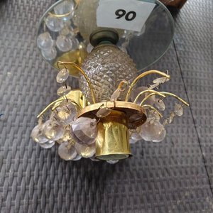 Lámpara de Bronce con Espejo Oval y Caireles de Vidrio - imagen 2