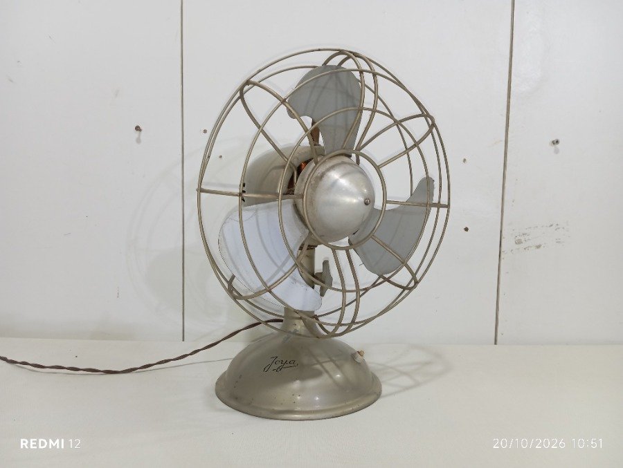 Ventilador de Mesa Antiguo Metálico Joya - Funcionando