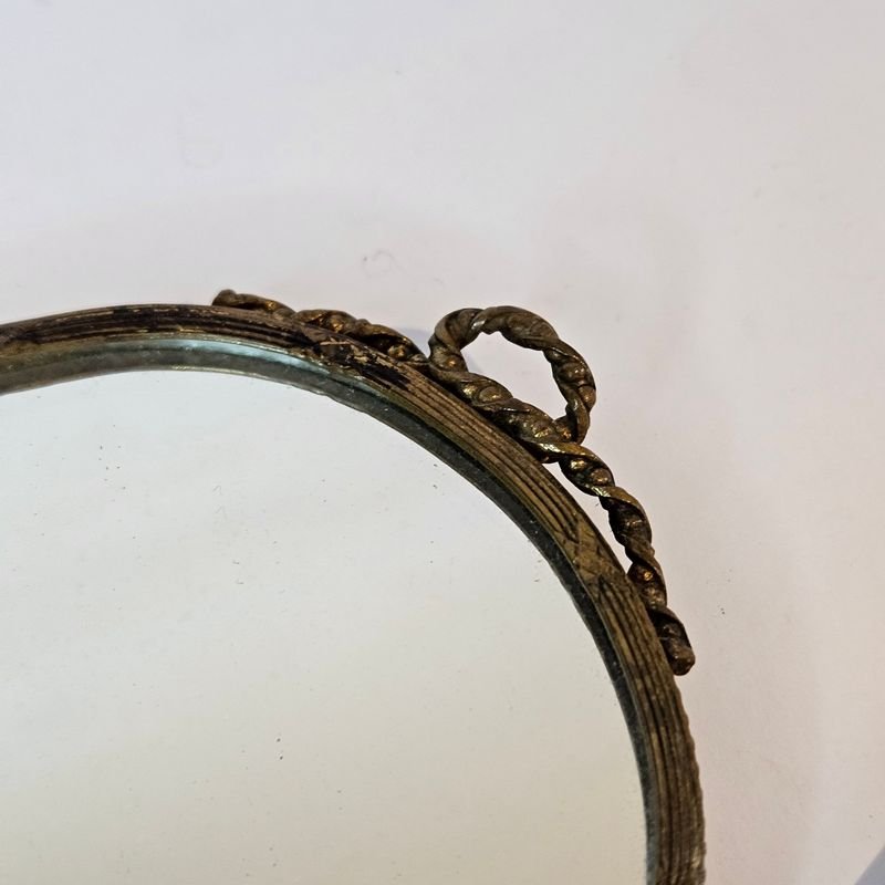Espejo de mano estilo francés con hermoso trabajo de bronce - imagen 3