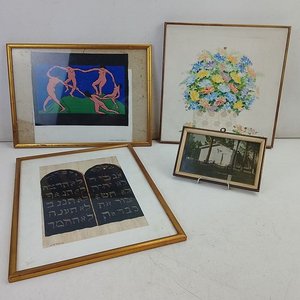 Lote siguiente: Colección de 4 Cuadros: Matisse, Hebreo, Floral y Fotografía Rural