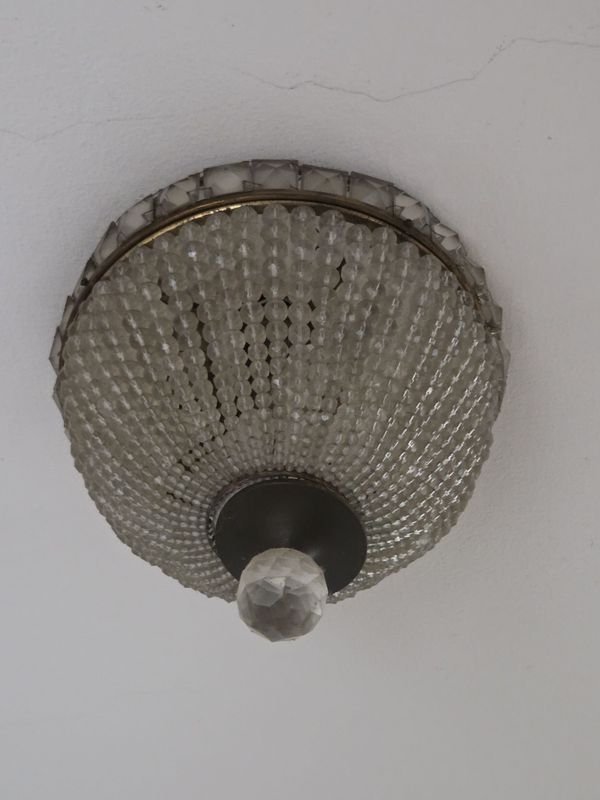 Colgante de techo antiguo en bronce y cristal - imagen 2
