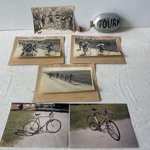 Cantimplora de Aluminio "Tourn" y Fotos de Ciclismo Antiguo - imagen 1