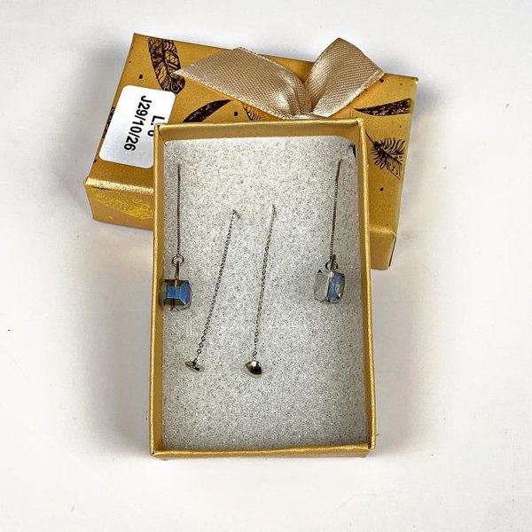 Dos Pares de Caravana Largas con Cubos de Cristal - imagen 1