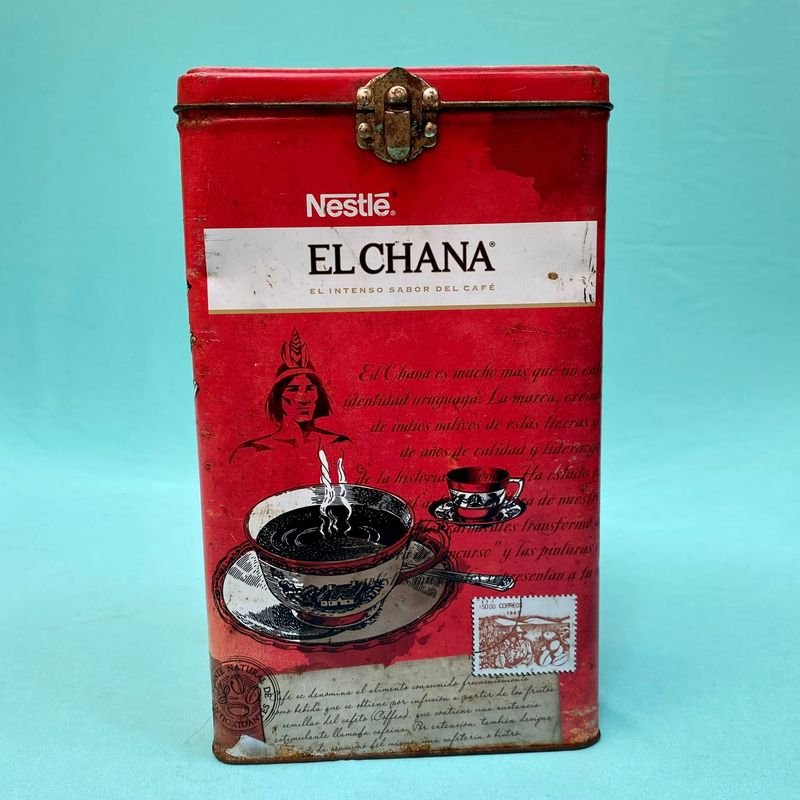 Lata de café vintage El Chana con diseño ilustrado - imagen 3