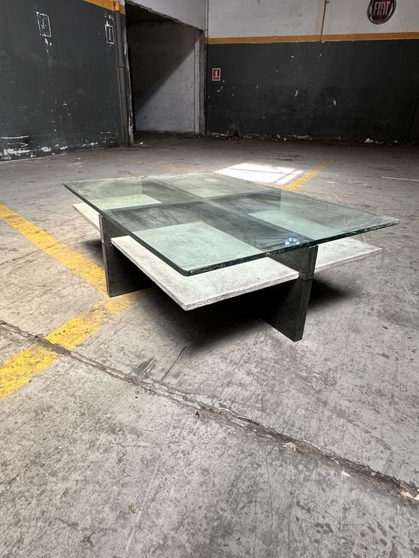 Mesa de Centro Moderna en Vidrio y Granito