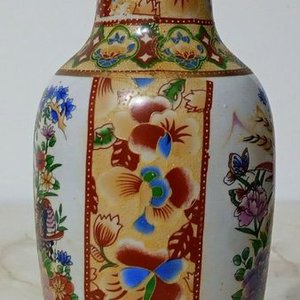 Jarrón de Porcelana Estilo Satsuma con Ave y Flores - imagen 3