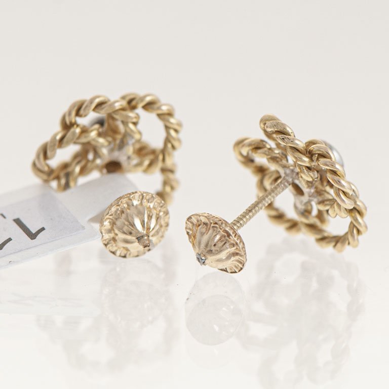 Pare de aretes de oro 18k con brillantes - imagen 2