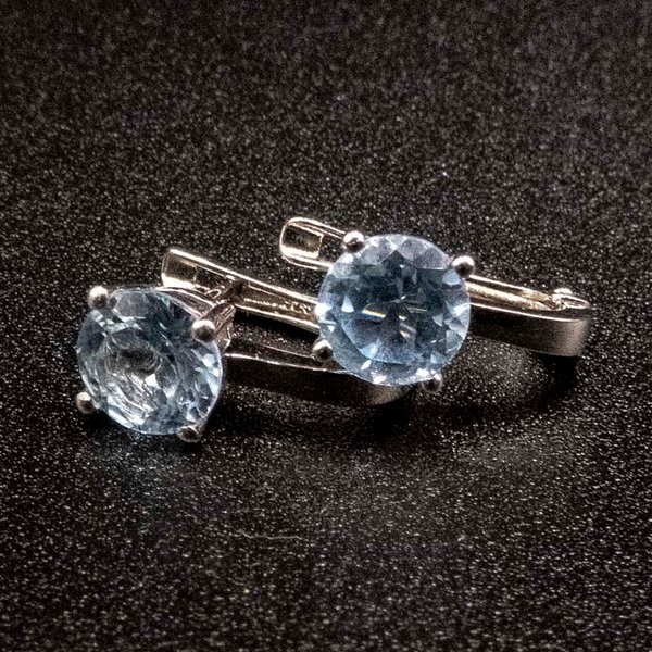 Aros de Plata 925 con Topacio Azul - imagen 1