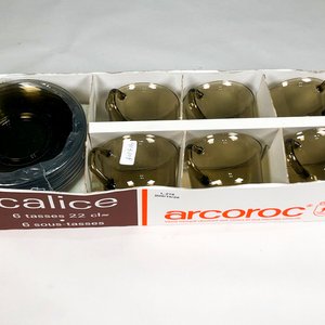 Juego de 12 Tazas y Platitos Arcoroc "Calice" Vidrio Templado - imagen 2