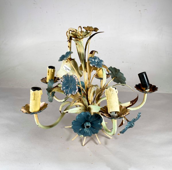 Colgante de Hierro Forjado con Cinco Luces y Detalles Florales - imagen 1