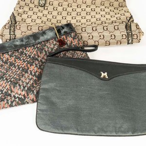 Lote de Tres Carteras: Tela con Dorado, Sobre de Tela y Estampada con Cuerina - imagen 2
