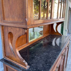 Alacena Antigua de Roble con Alzada Desmontable y Tapa de Mármol - imagen 4