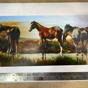 Par de Láminas Criollas con Caballos y Escena Ecuestre - imagen 3
