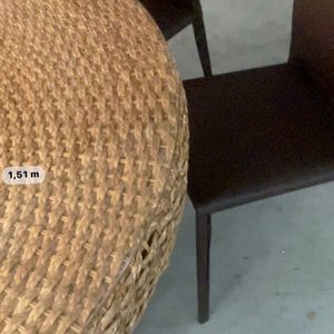 Juego de Comedor: Mesa Circular Fibra Natural y 6 Sillas Tapizadas - imagen 6