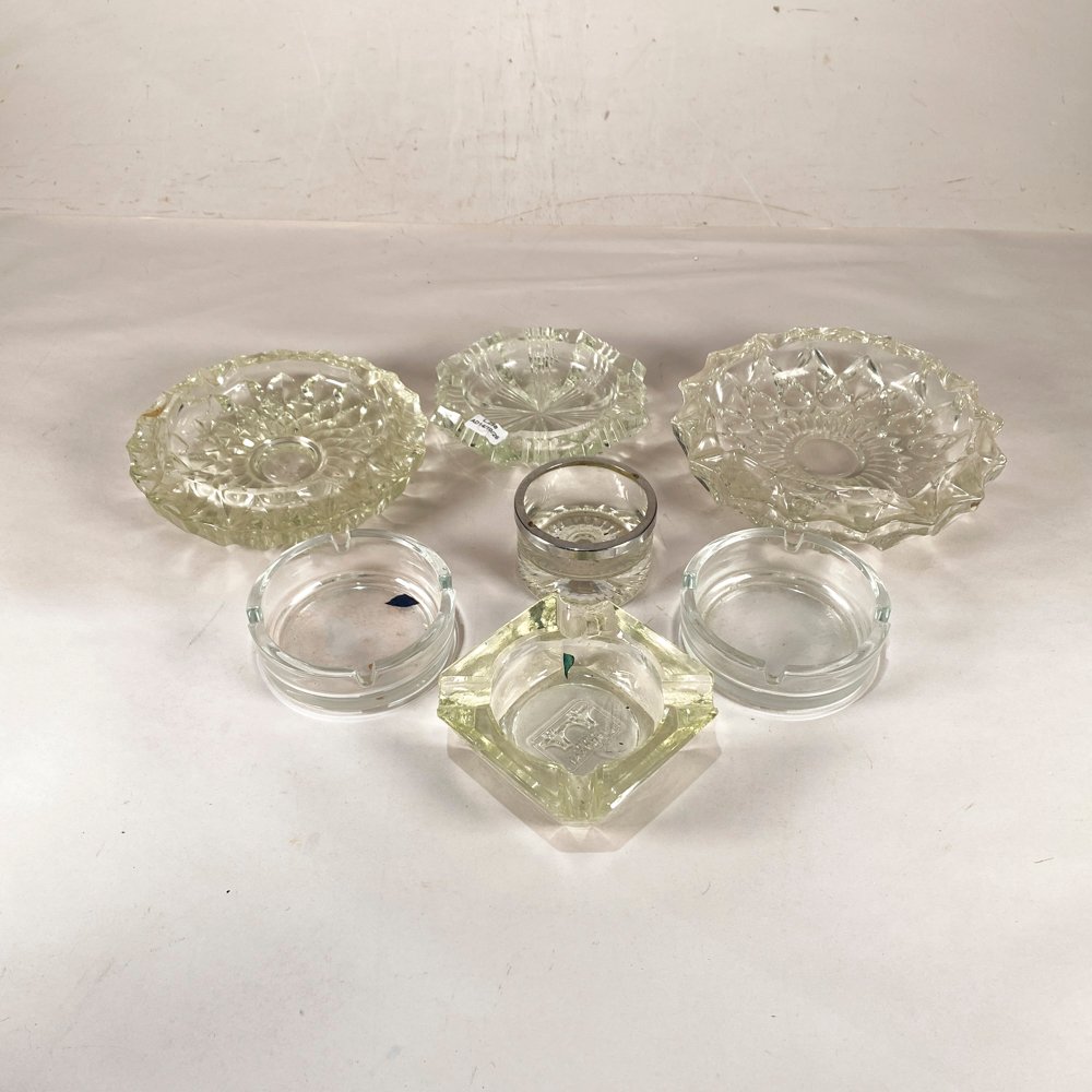 Lote de 7 Ceniceros de Cristal y Vidrio Vintage