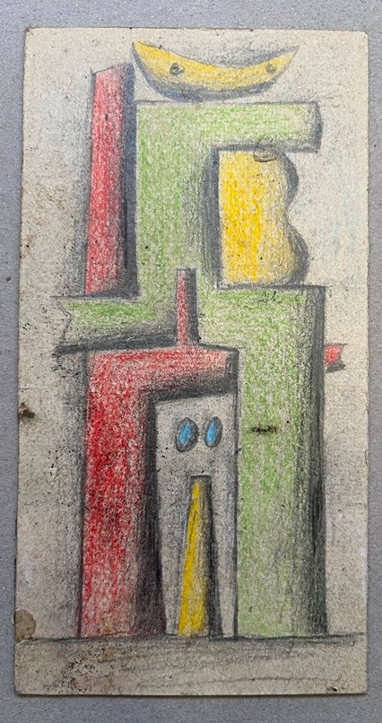 Lote siguiente: Walter Deliotti 'Composicion' - Lapiz graso color sobre carton