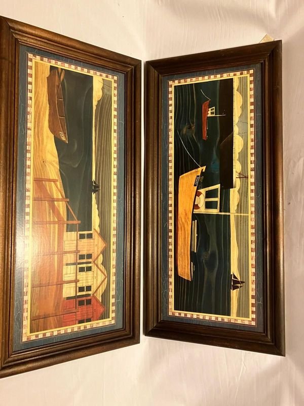 Lote de dos cuadros decorativos de estilo rústico