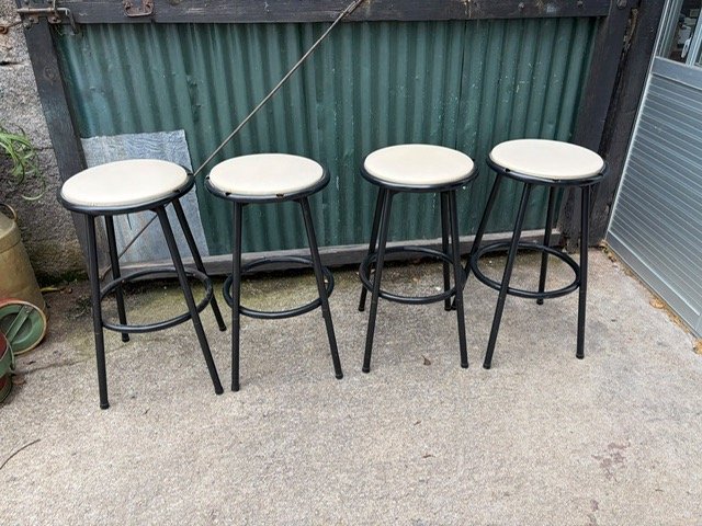 Juego de 4 Banquetas Giratorias Altas con Asiento Blanco