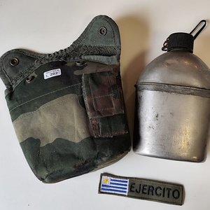 Cantimplora Militar Metálica Americana 2GM 1943 con Parche Ejército Uruguayo - imagen 1