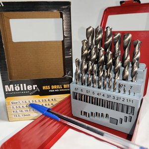 Juego de 25 mechas para metal Müller HSS hasta 13mm en valija roja - imagen 3
