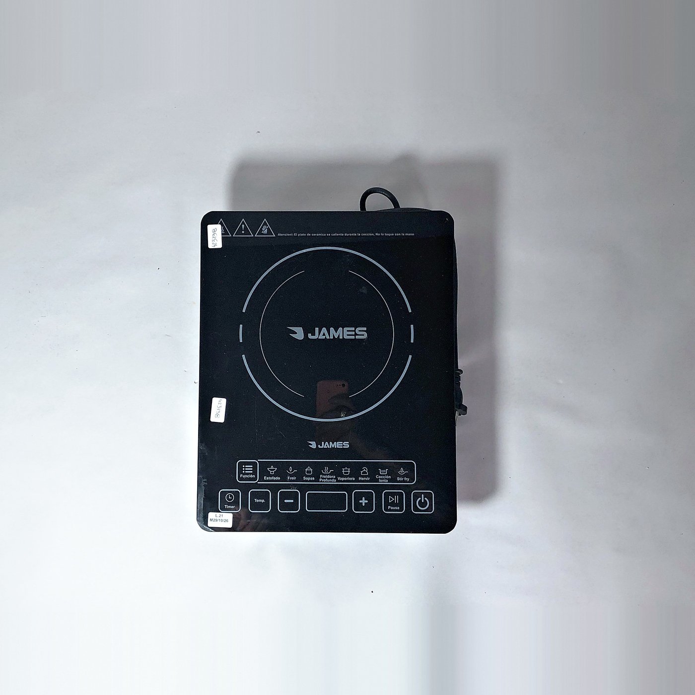 Anafe Eléctrico James Negro con Panel Táctil