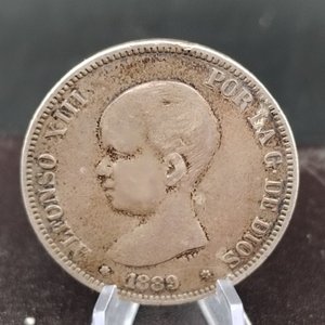 Moneda de Plata Española 5 Pesetas Alfonso XIII - 1889 - imagen 3