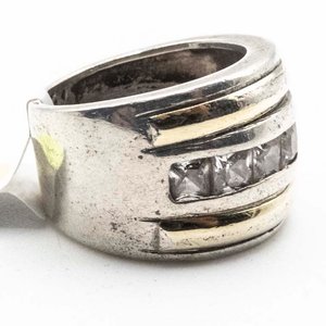 Anillo de Plata con Oro Double y Circonias - imagen 2
