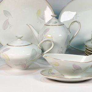 Juego de Porcelana Bavaria Heinrich "Grazie" Blanco Hojas - 18 Piezas - imagen 2