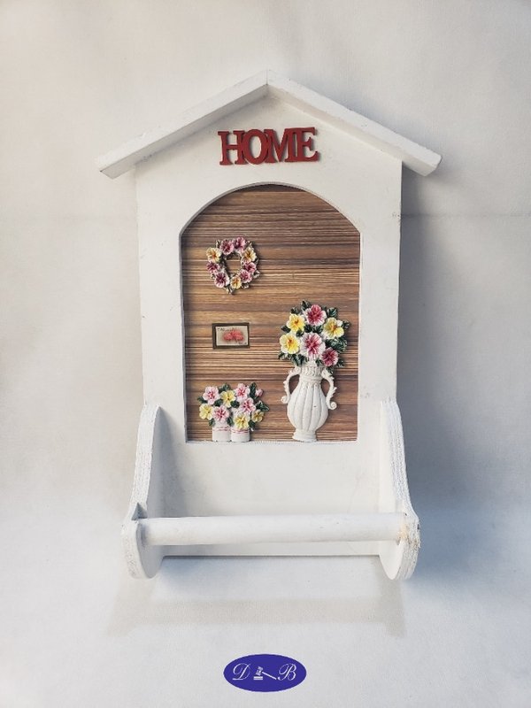 Portarrollo de Cocina Decorativo con Flores y Letras HOME