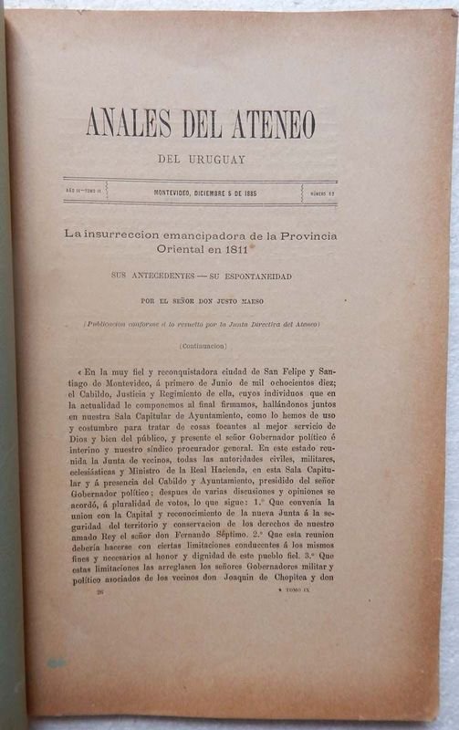 Revista Anales Del Ateneo Del Uruguay, Publicación Mensual de 1885 - imagen 2