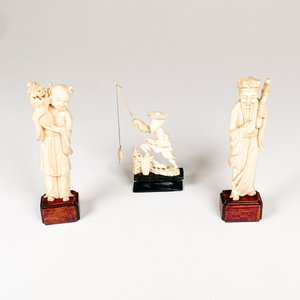 Tres Figuras de Marfil: Personajes y Pescador - imagen 2