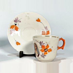 Set de 7 Piezas de Loza y Porcelana: Lechera Verde, Tazas y Azucarero Isabelino - imagen 5