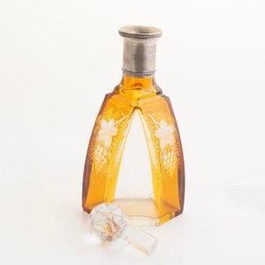 Botellón de Cristal Ámbar Tallado con Virola de Plata y Tapón - imagen 3