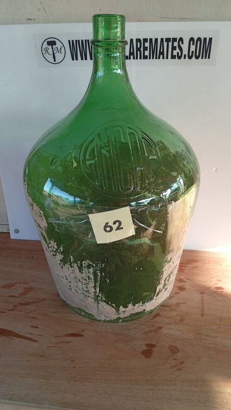 Damajuana antigua de 10 litros con etiqueta verde - imagen 2
