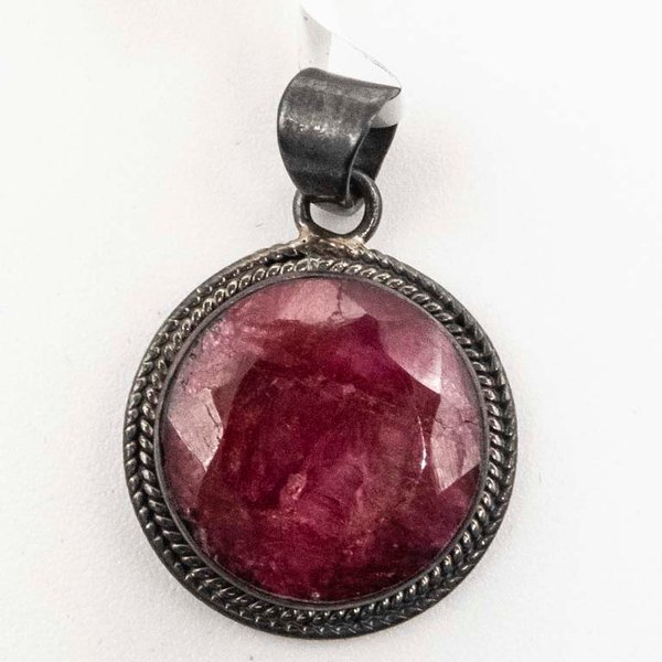 Dije de Plata con Raíz de Rubí Facetado - imagen 1