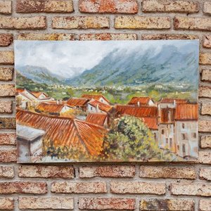 Pintura al Óleo "Techos de Feltre" por Aldo Curto - imagen 2