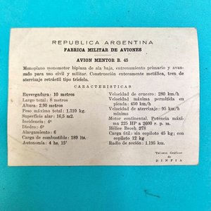 2 Postales Antiguas Aviones Militares Argentinos: Mentor B. 45 y Escuadrilla I.A. 35 - imagen 5
