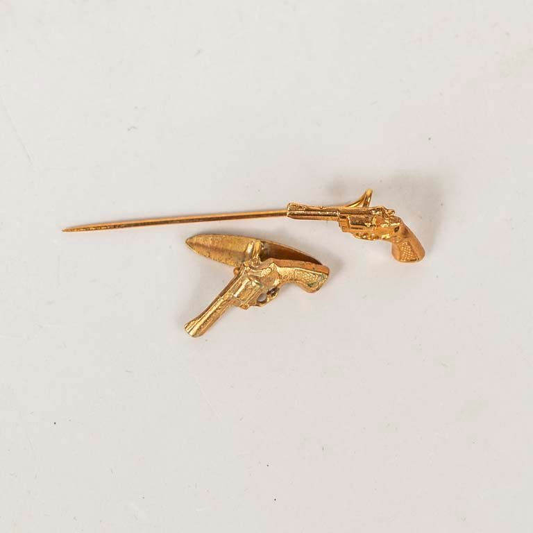 Par de gemelos en oro con estuche - imagen 2