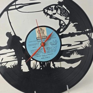 Reloj de Pared Artesanal con Disco de Vinilo "Pesca" - imagen 2