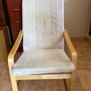 Sillón Flex de Madera y Tela Blanca - imagen 1