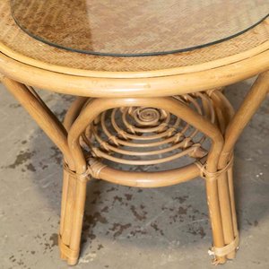Juego de Jardín: Mesa Redonda y Dos Butacas de Caña, Mimbre y Ratán - imagen 3