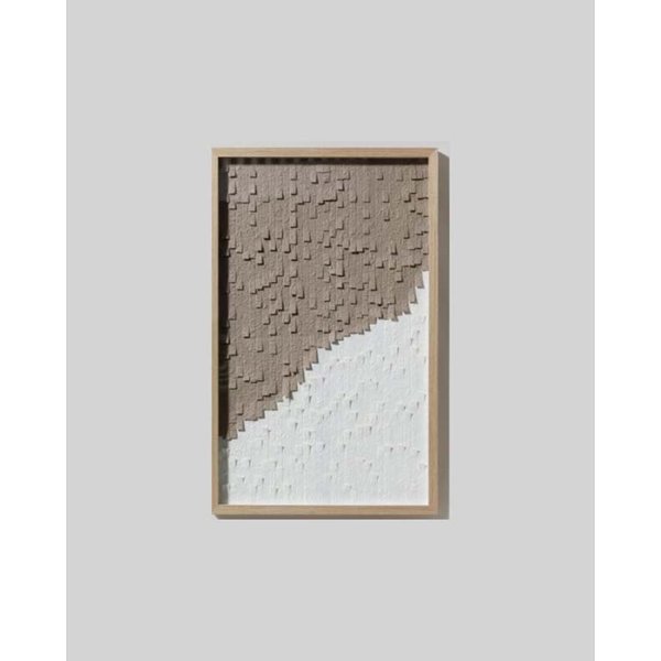 Cuadro de Diseño Abstracto en Papel Cortado, Marco de Madera y Vidrio