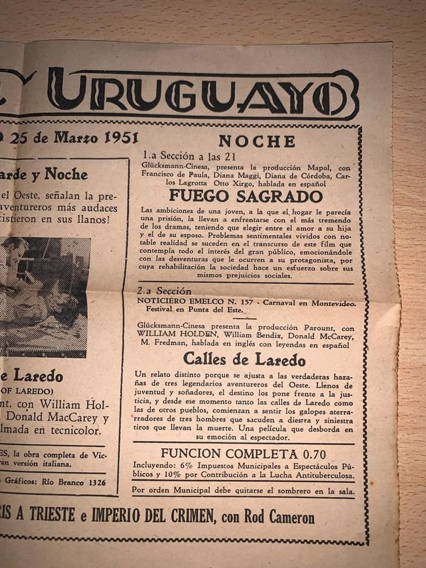 Programa de cine uruguayo del año 1951 - imagen 4